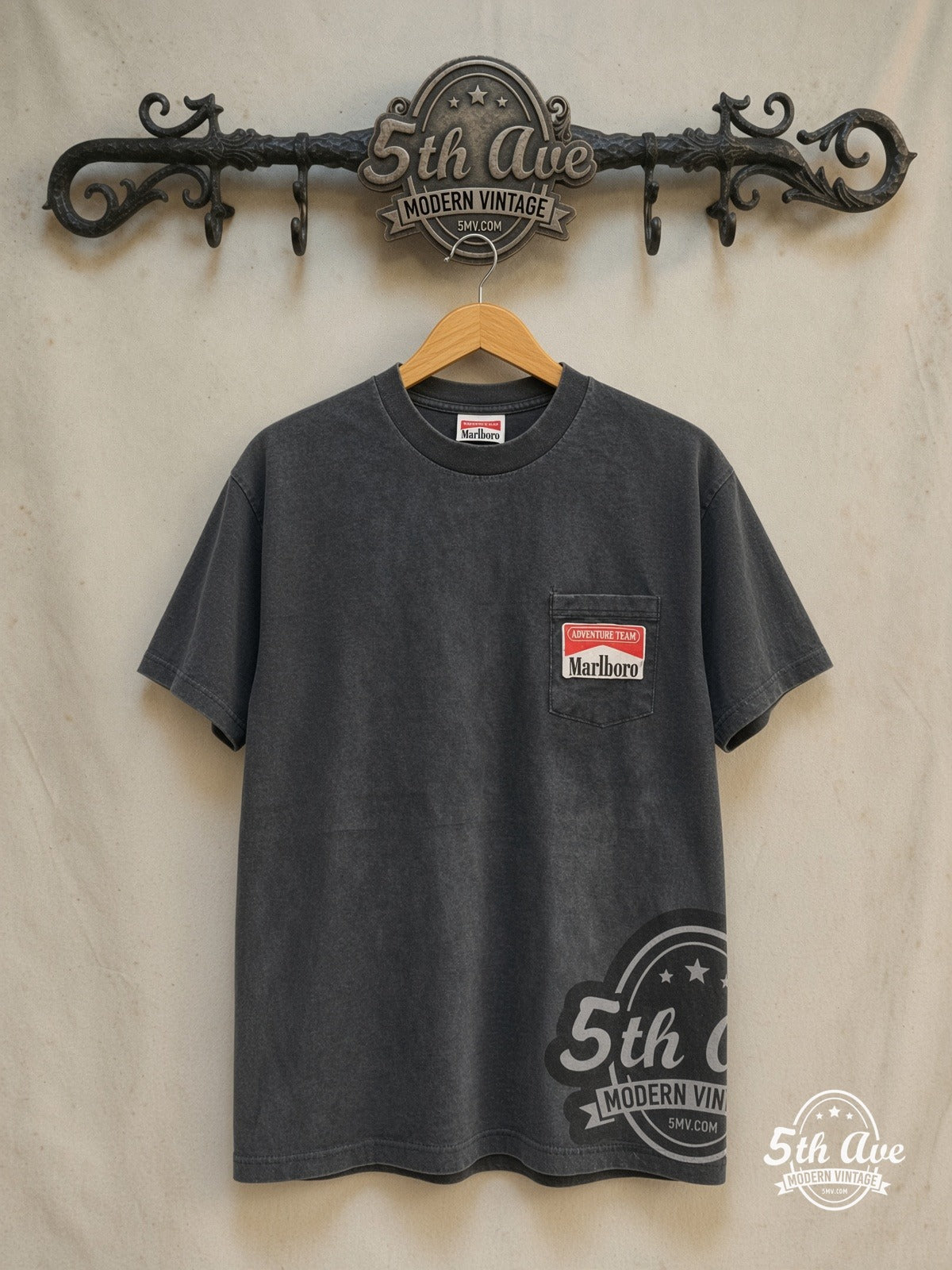 Marlboro – Cowboy – Vintage Graphic Tee — front on locked cream ornate 5th Ave rack