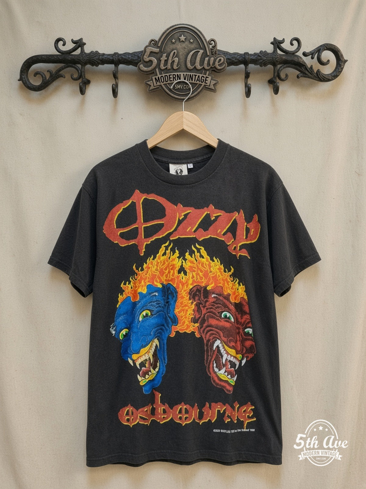 Ozzy Osbourne Dual Demon Heads vintage band t-shirt on rack