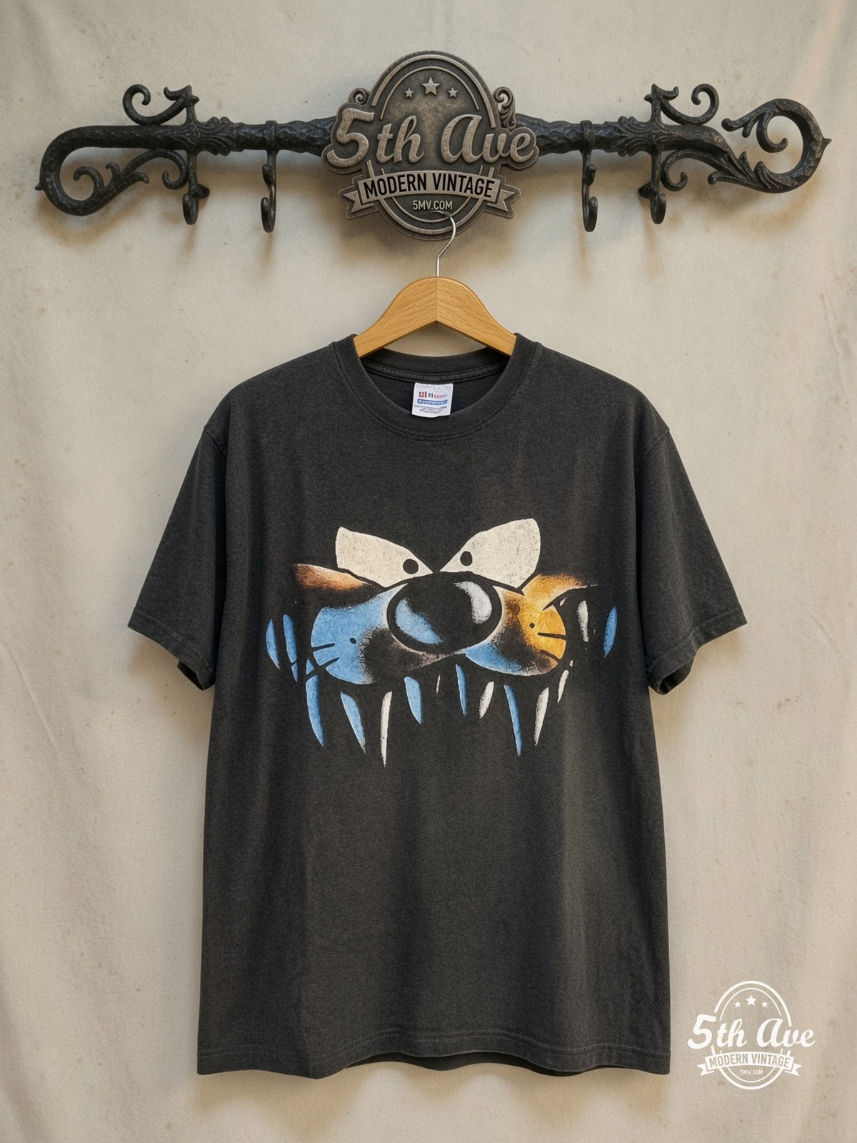 Looney Tunes – Taz-Mania North Carolina – New Vintage Graphic Tee — front on locked cream ornate 5th Ave rack