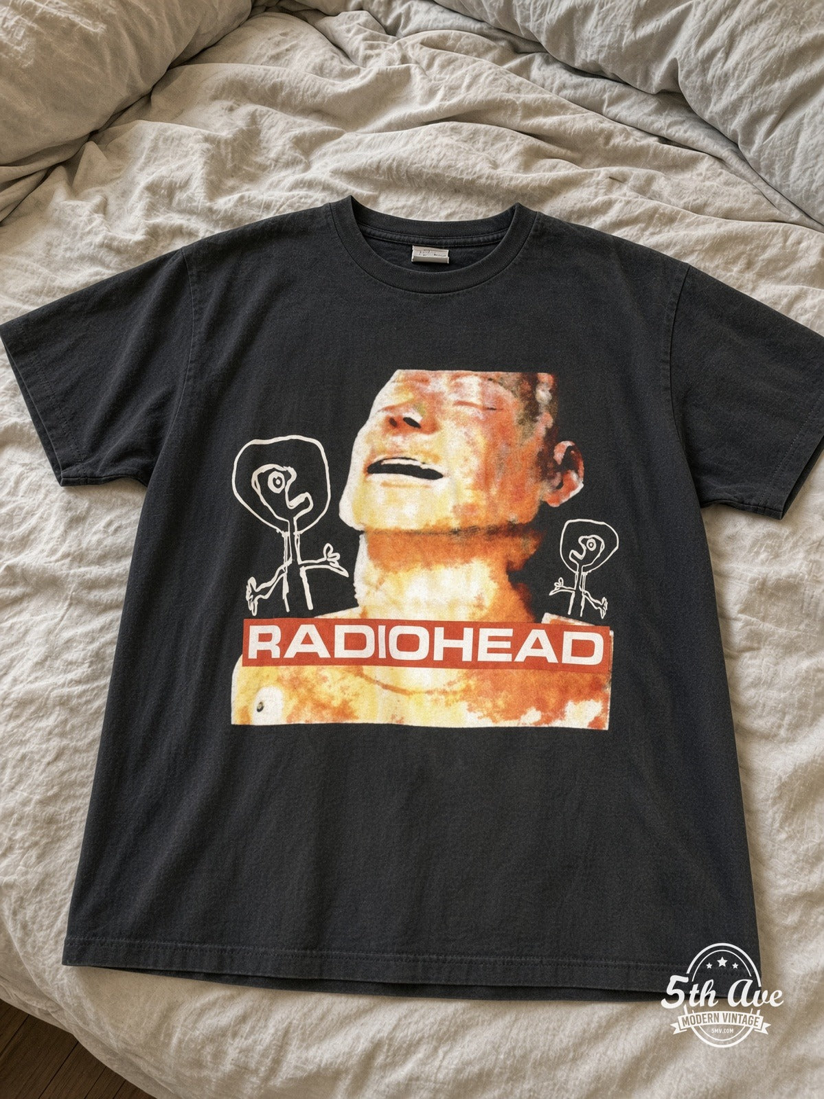 Radiohead The Bends March Tour UK vintage tee laid on bed