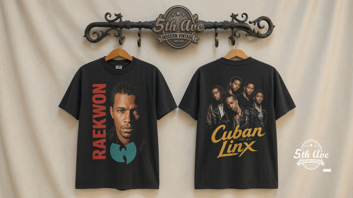 Raekwon Only Built 4 Cuban Linx Wu-Tang vintage band t-shirt on rack