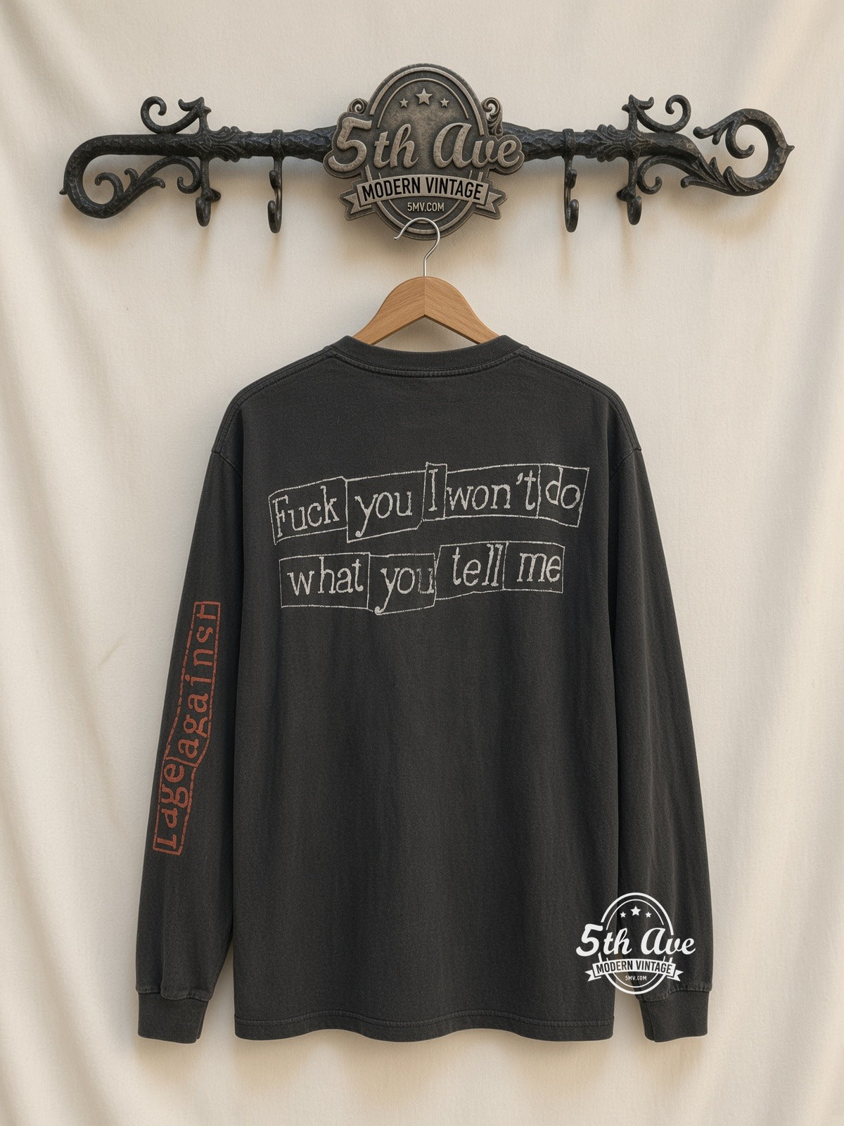 Rage Against the Machine 1992 Album Immolation Fuck You I Won't Do What You Tell Me LS vintage t-shirt back on rack
