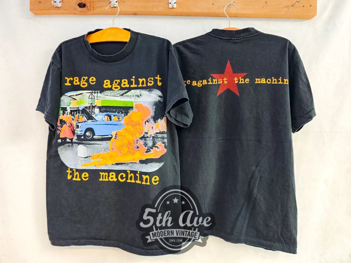 Rage Against the Machine Burning Monk Colored - New Vintage Band T shirt - Vintage Band Shirts