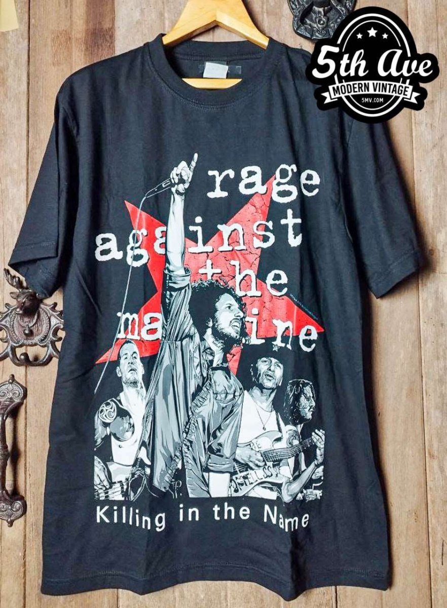 Rage Against the Machine: Iconic 'Killing In The Name' Crewneck Tribute Tee - Vintage Band Shirts