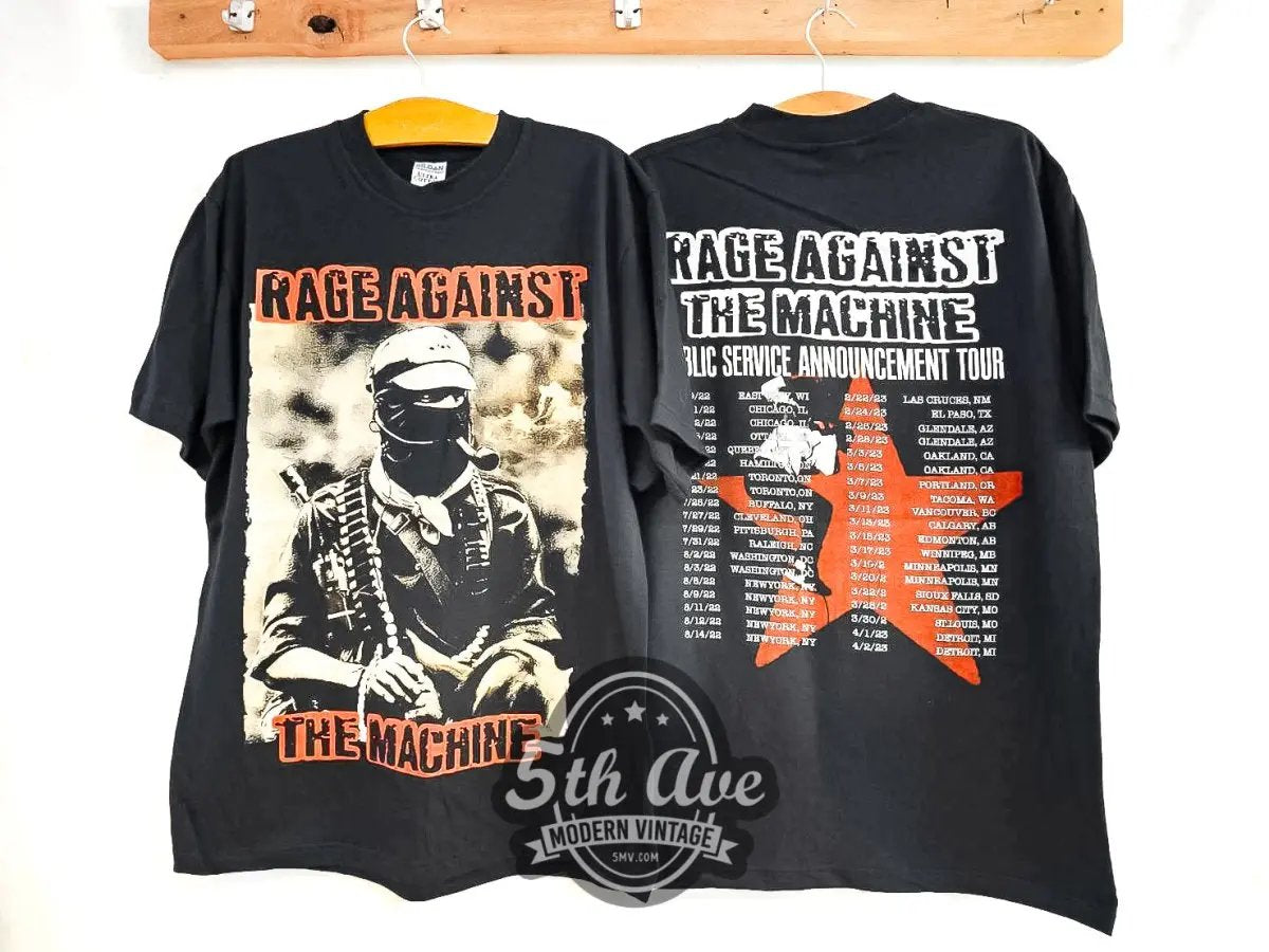 Rage Against the Machine Public Service Announcement Tour - Vintage Reprint Band T-Shirt - Vintage Band Shirts