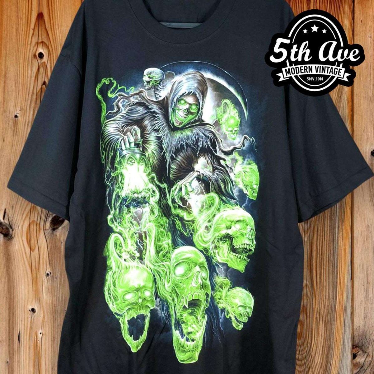 Reaper and Skulls Glow in the dark - New Vintage T shirt - Vintage Band Shirts