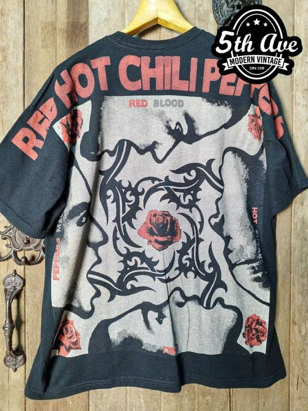 Very Rare Vintage Red cheapest Hot Chili Peppers All Red Distressed Logo Shirt XL