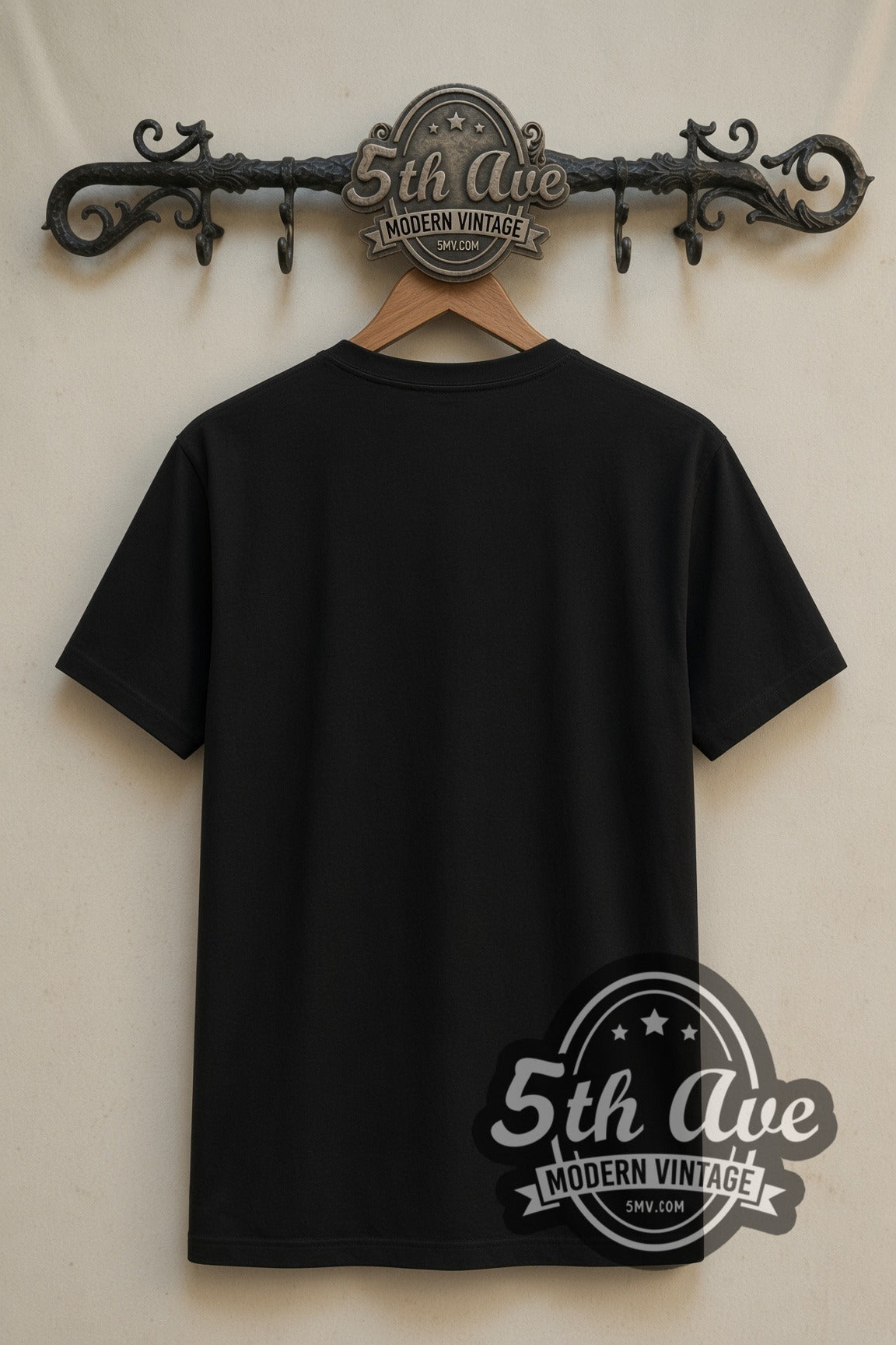 Plain black back of Red Hot Chili Peppers Football Helmet Band double stitched tee on rack