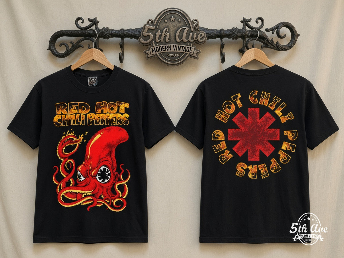 Red Hot Chili Peppers octopus vintage band t-shirt on rack