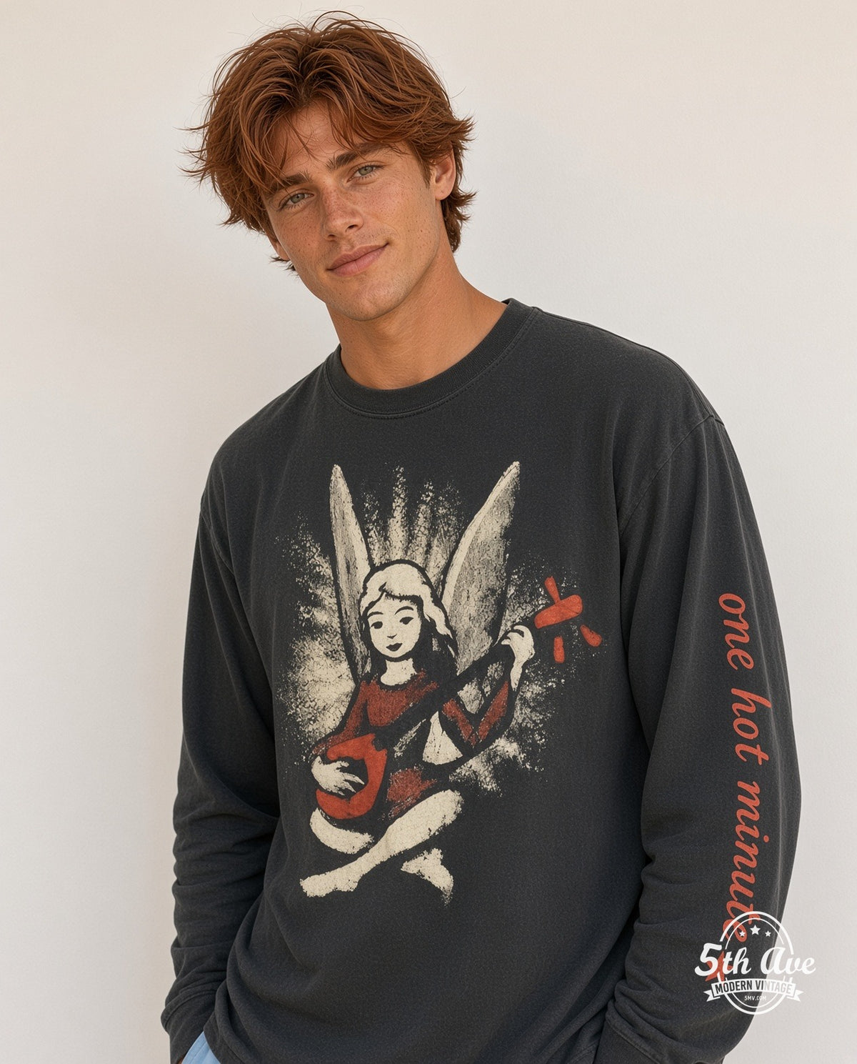 Model wearing Red Hot Chili Peppers One Hot Minute World Tour 1996 vintage t-shirt