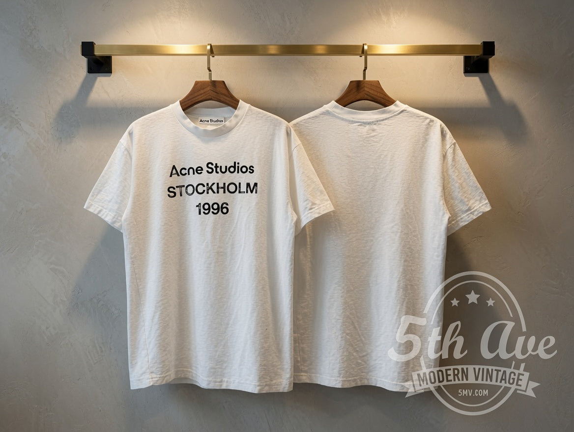 Acne Studios Stockholm 1996 Vintage T‑Shirt – White Graphic Tee, Minimalist Streetwear, Retro 90s Designer Top