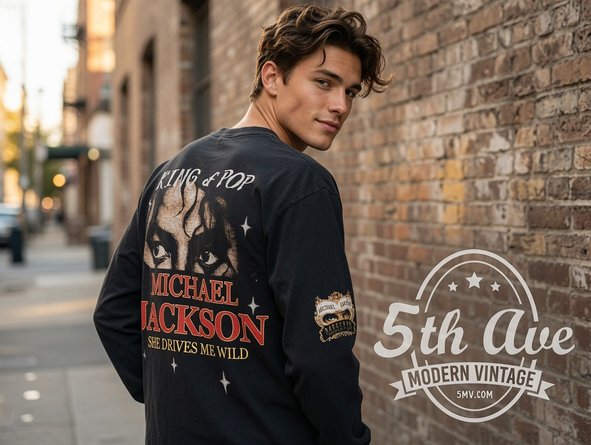 Vintage Michael Jackson Long Sleeve Tee Faded Black Double Sided Graphic Shirt