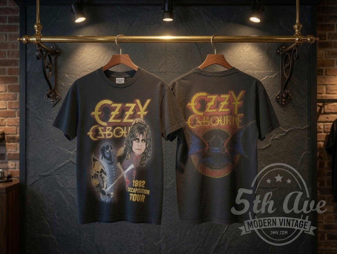Ozzy Osbourne Vintage Tour T Shirt – 1982 Decapitation Tour Graphic Tee, Retro Band Shirt, 80s Rock Metal Concert Tee