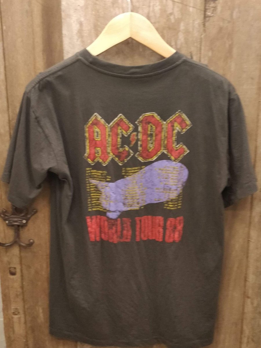 Rock the Globe: AC/DC '88 World Tour Single Stitch Crew Neck t shirt - Vintage Band Shirts