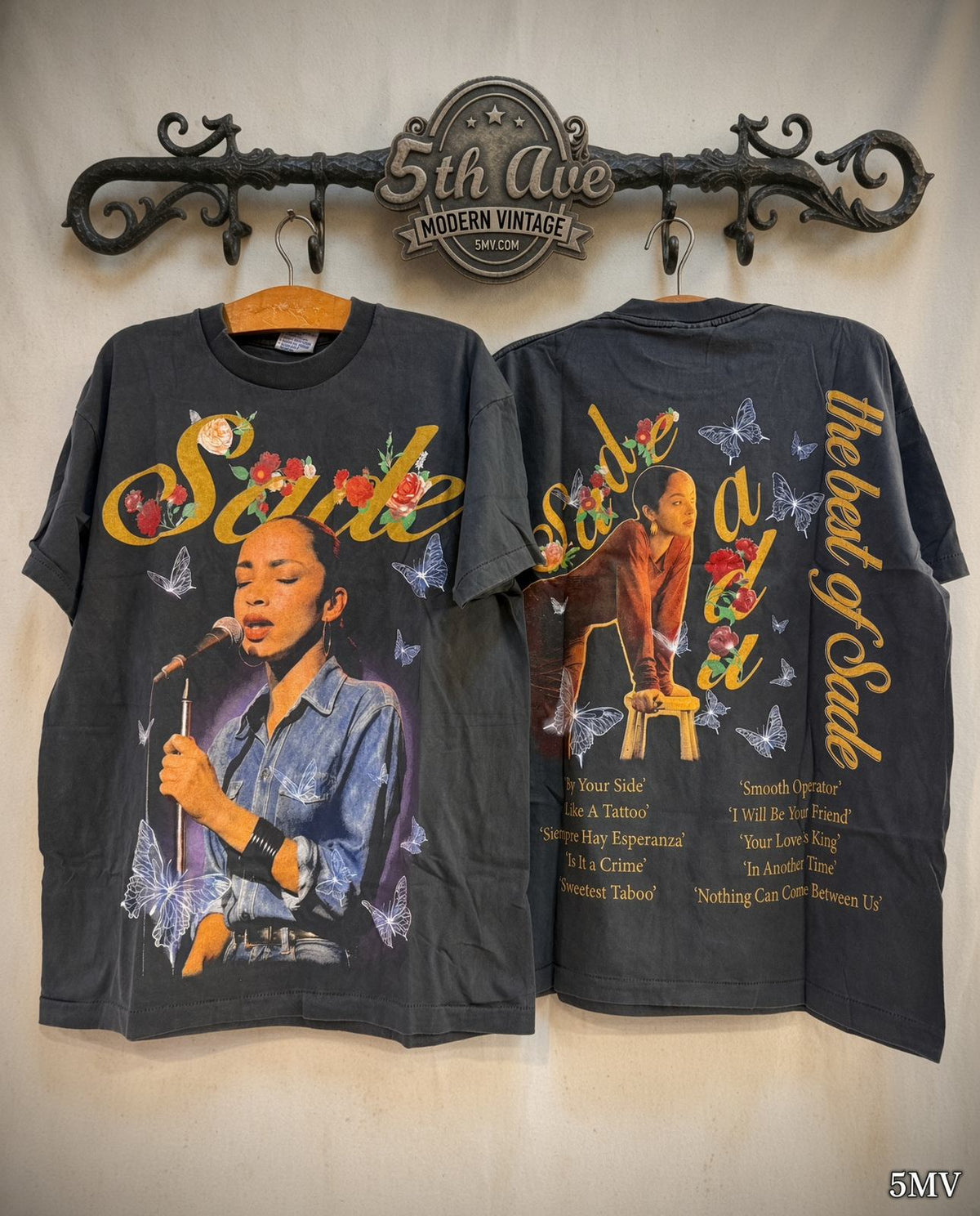 Sade The Best of Sade vintage band t-shirt front and back on rack