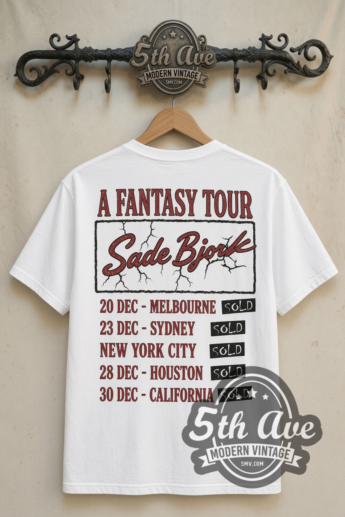 Sade Bjork A Fantasy Tour back with red tour dates and SOLD tags on rack