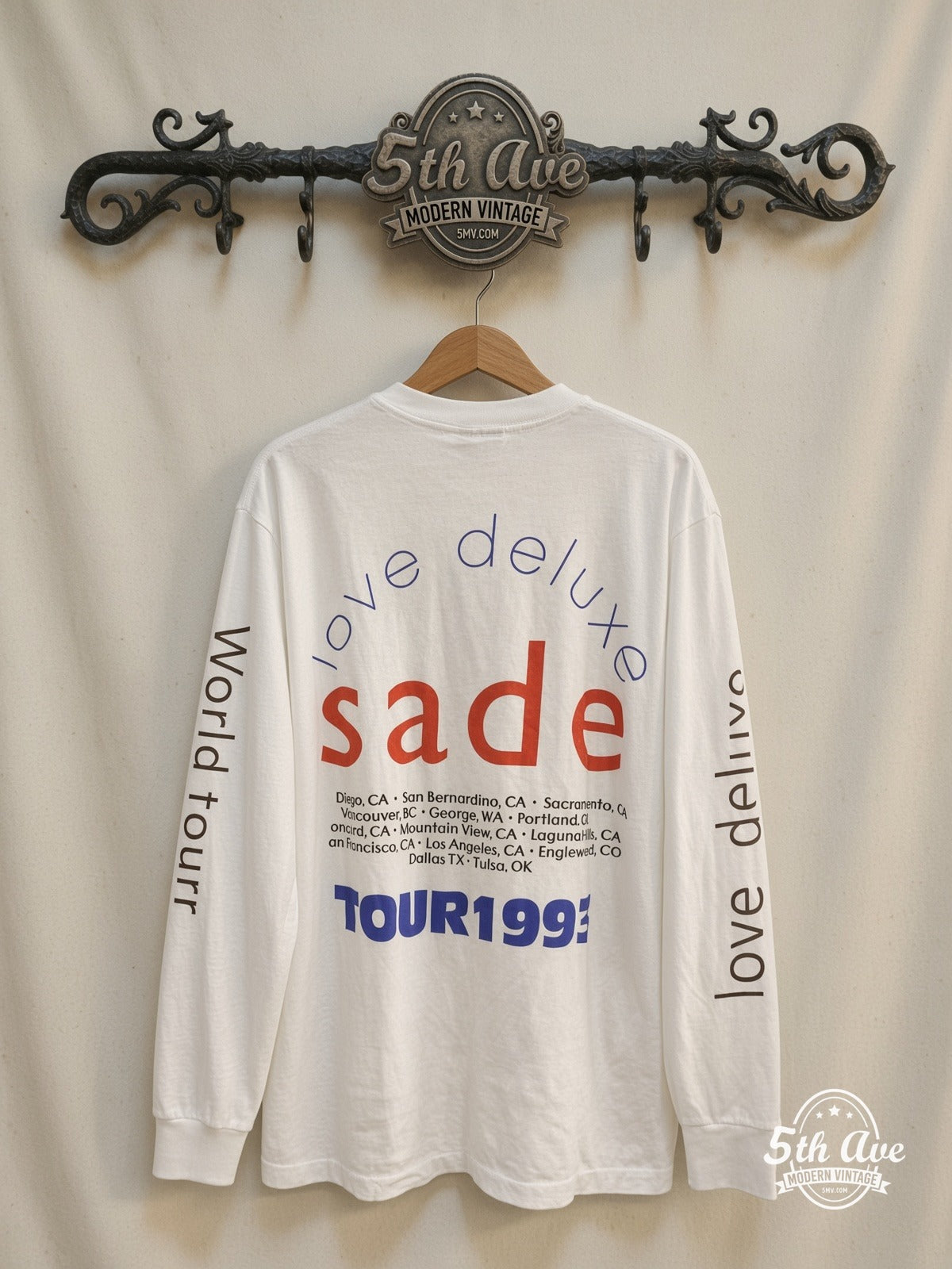 Sade Love Deluxe World Tour 1993 vintage t-shirt back on rack