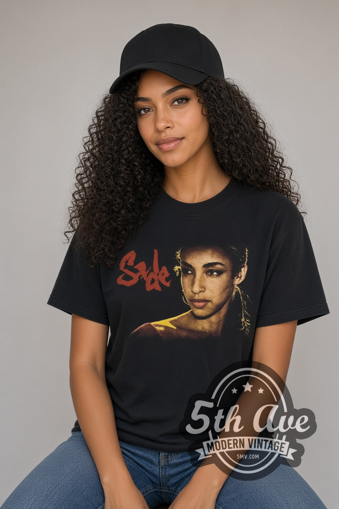 Woman wearing black Sade Lovers Rock Tour 2001 Portrait & Dates vintage band t-shirt
