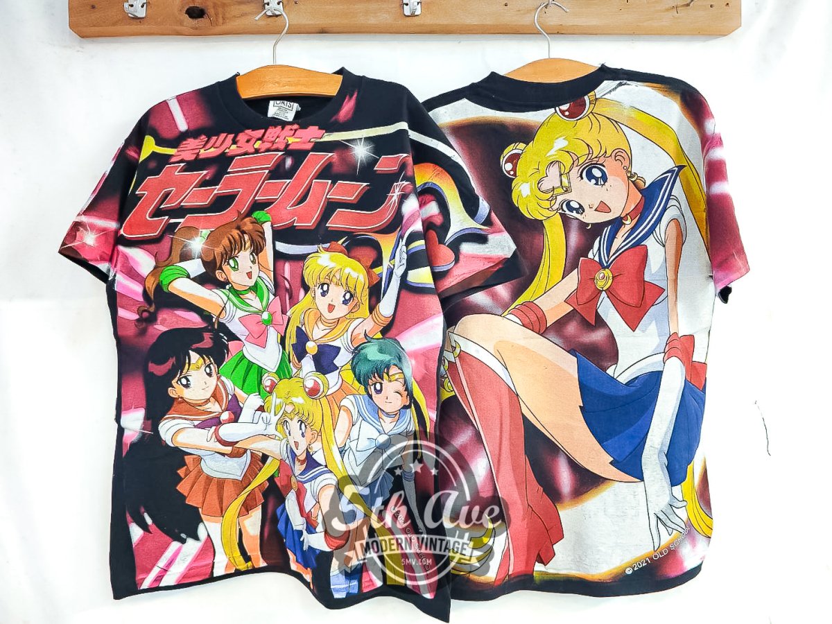 Sailor Moon and The Sailor Guardians - AOP All Over Print Vintage Reprint Anime T-Shirt - Vintage Band Shirts