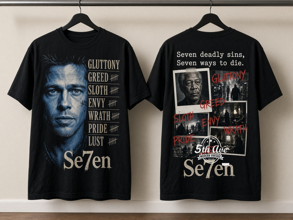 Se7en Seven Deadly Sins vintage band t-shirt on rack