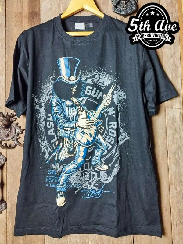GUNS N ROSES SLASH Hanes Tシャツ ブラック スケルトン Slash Guns & Roses Tour R&FN'R T Shirt Adult Size Medium