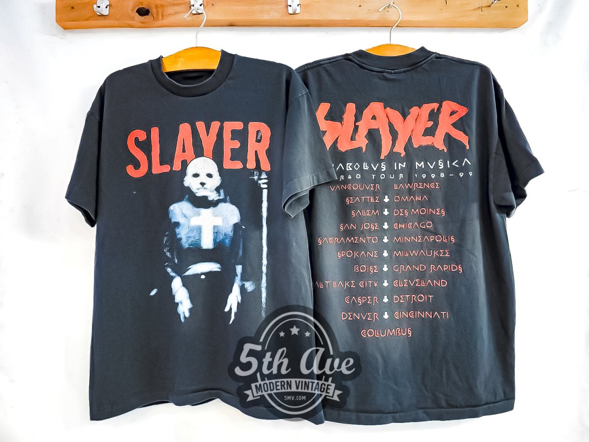 Slayer 'Diabolus in Musica' Tour 1998 - 1999 - Vintage Reprint Band T-Shirt - Vintage Band Shirts