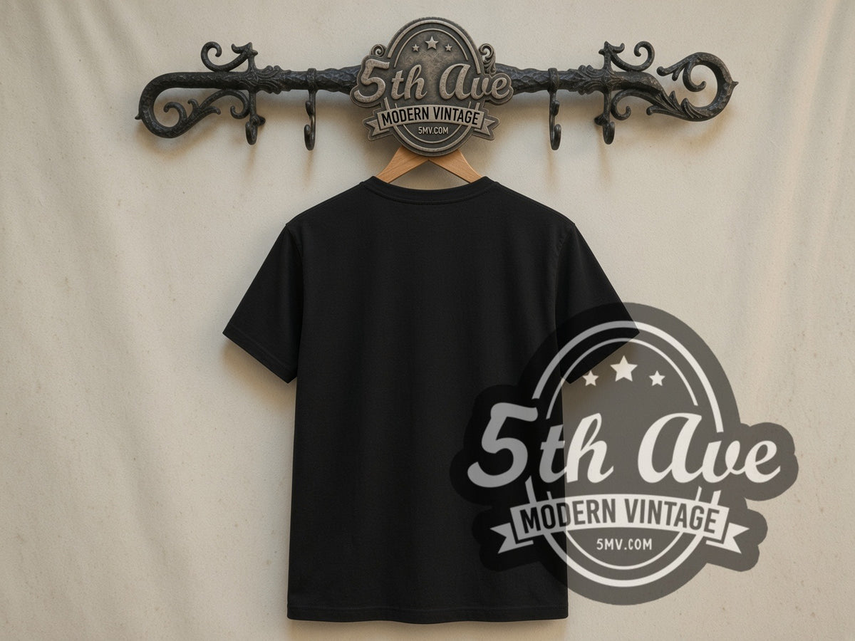 Plain black back of Slipknot Pile of Masks double stitched tee on rack