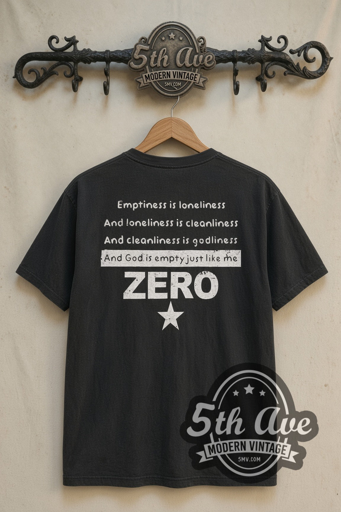 Smashing Pumpkins vintage band t-shirt back with Zero lyrics and star on cream rack