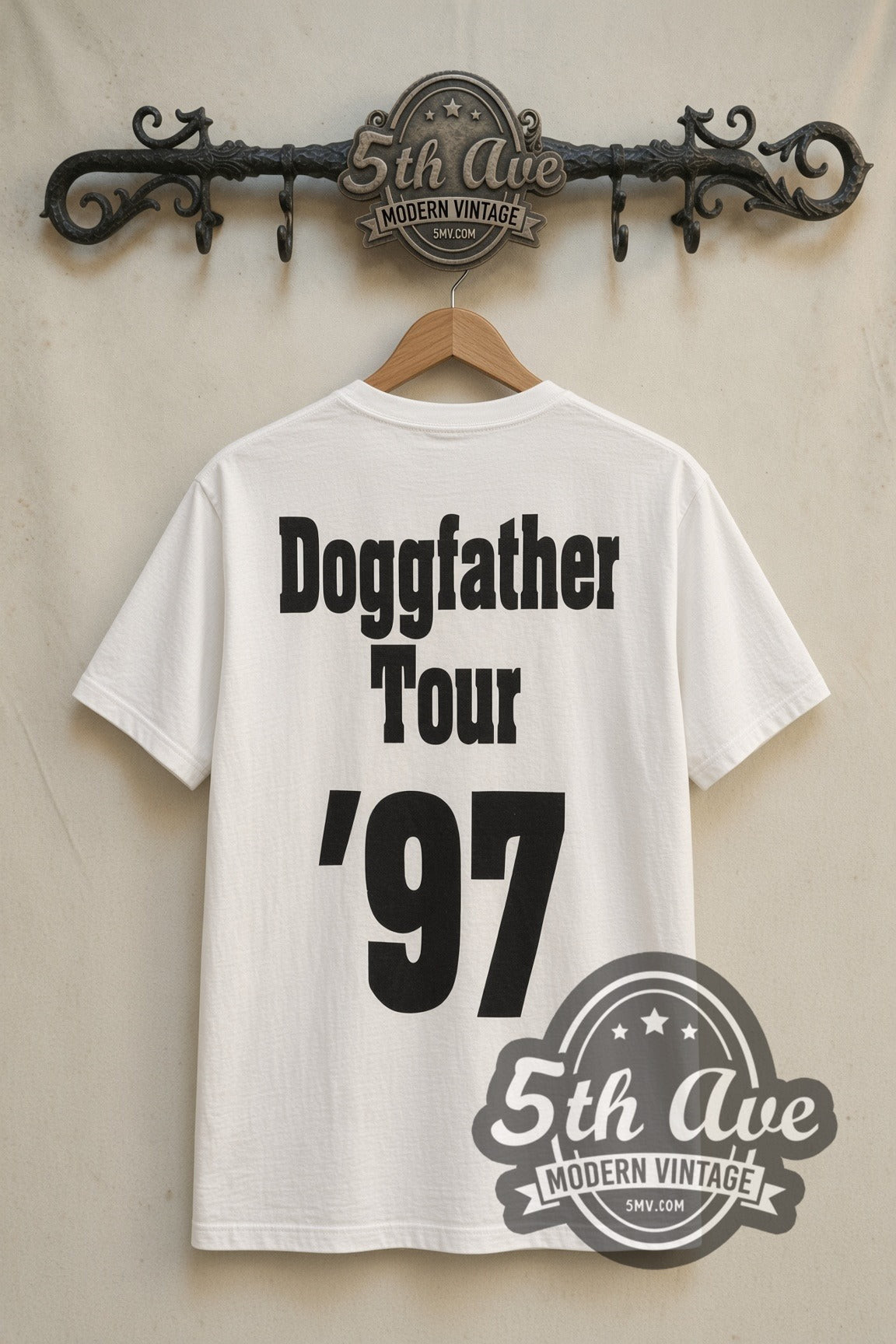 Back print of Snoop Doggy Dogg Doggfather Tour 97 tee on the 5MV rack
