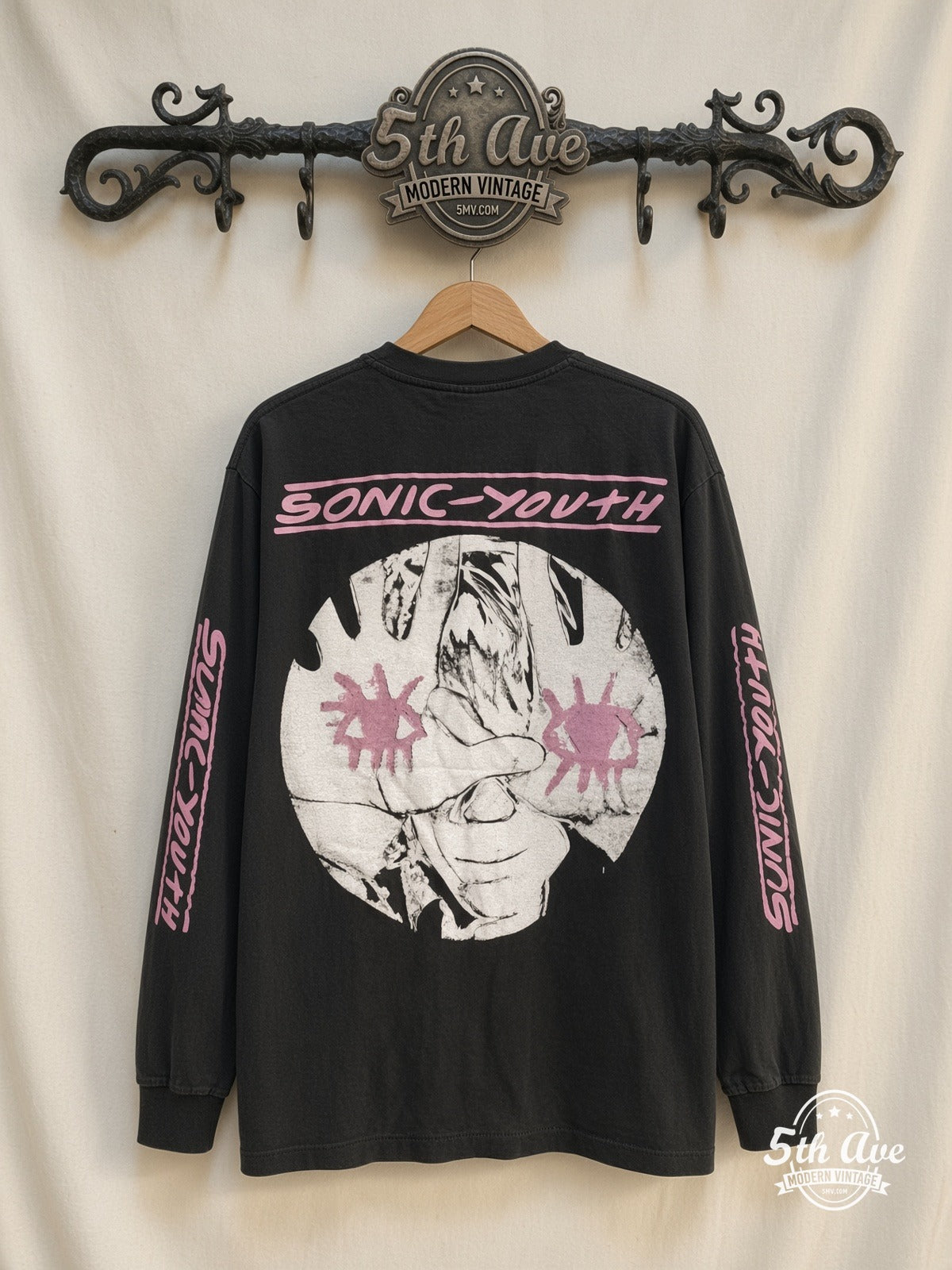 Sonic Youth Sister / Kim Gordon Pink Eyes Long Sleeve vintage t-shirt back on rack