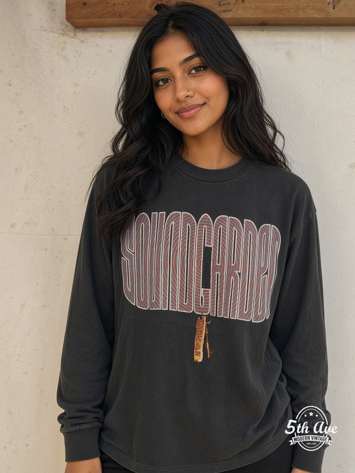 Model wearing Soundgarden European Tour 1992 Long Sleeve vintage t-shirt