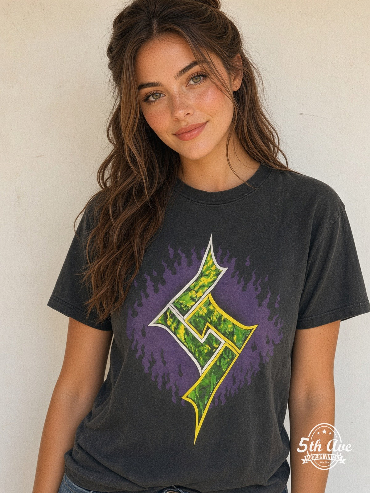 Model wearing Soundgarden Get on the Snake Tour 1990 vintage t-shirt