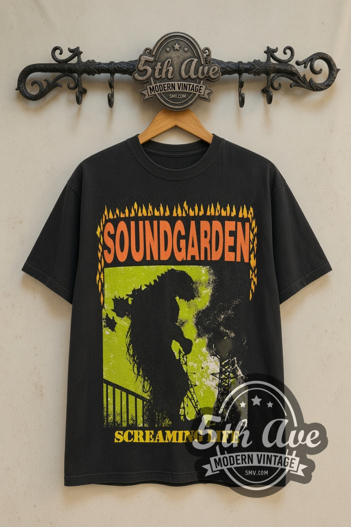 Soundgarden Screaming Life band t-shirt front on the 5MV rack
