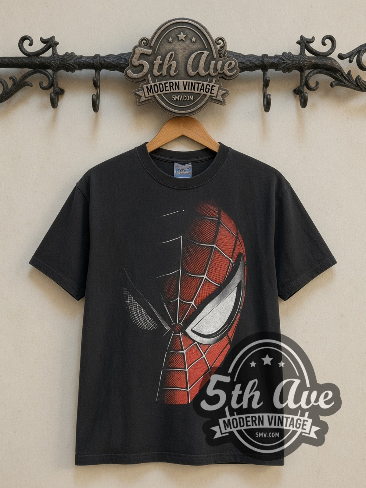 Spider-Man half mask movie tee front on the 5MV rack