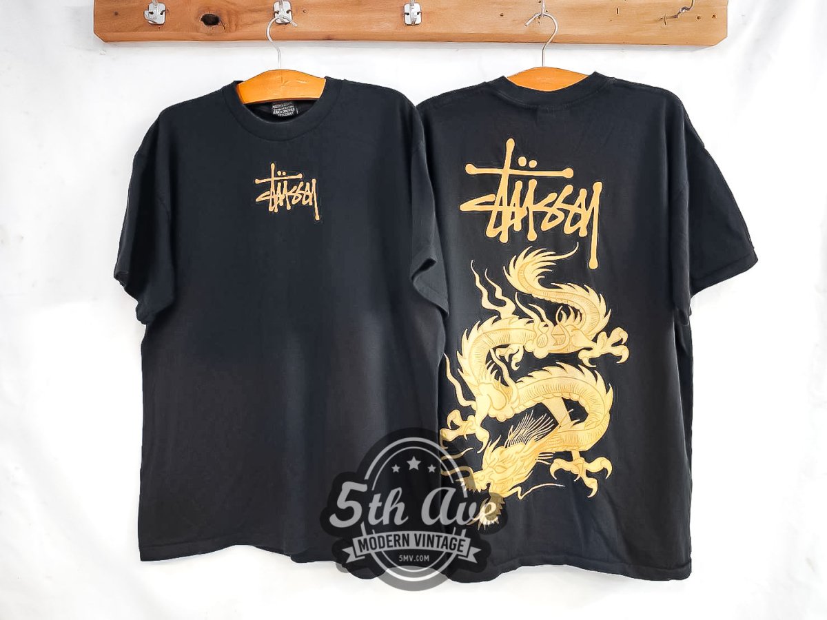 Stüssy 'Golden Dragon' - Vintage Reprint T-Shirt - Vintage Band Shirts