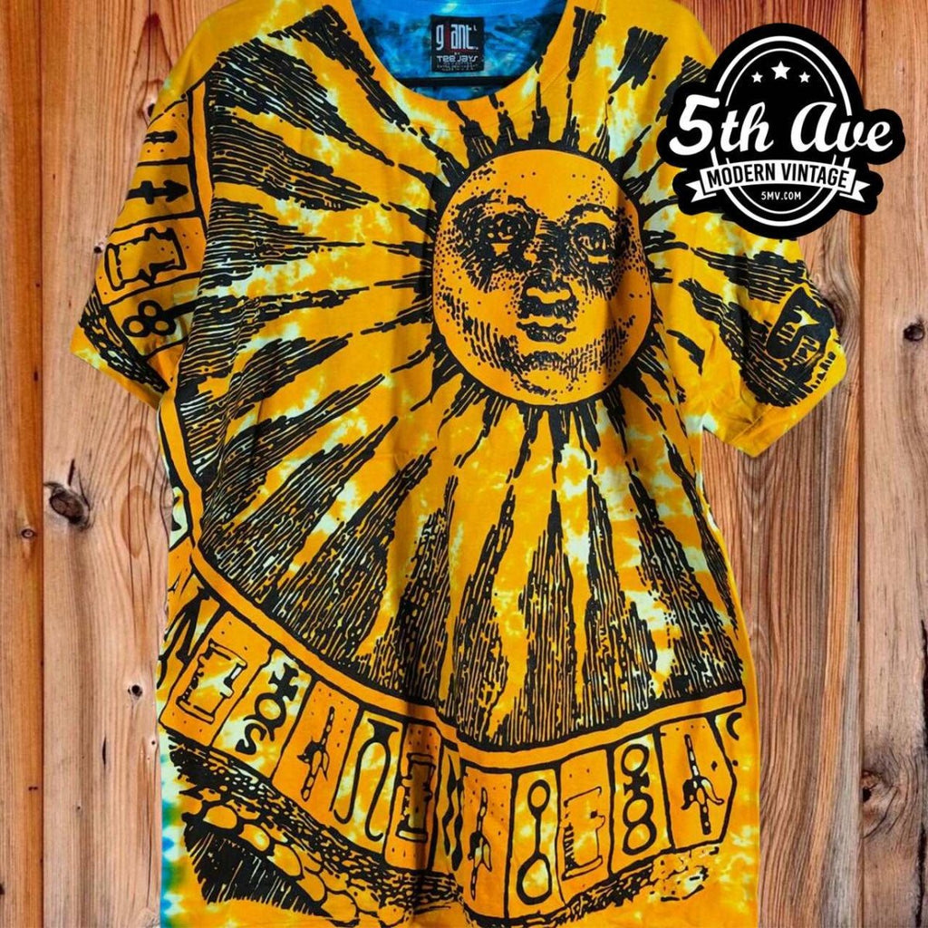 Multicolored Tie Dye popular Sun Moon Tee Shirt