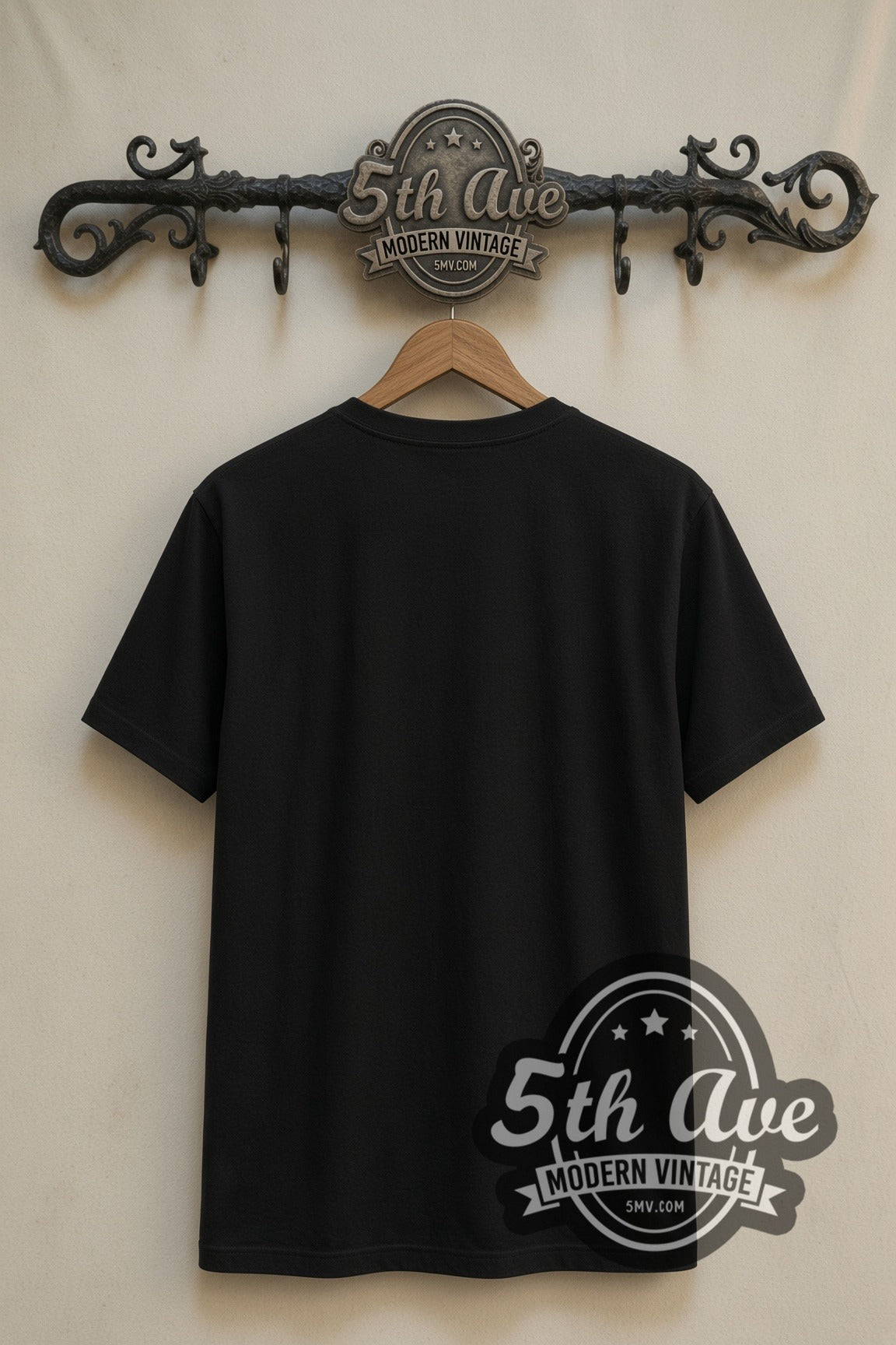 Plain black back of Supergirl Woman of Tomorrow Supergirl with Krypto double stitched tee on rack