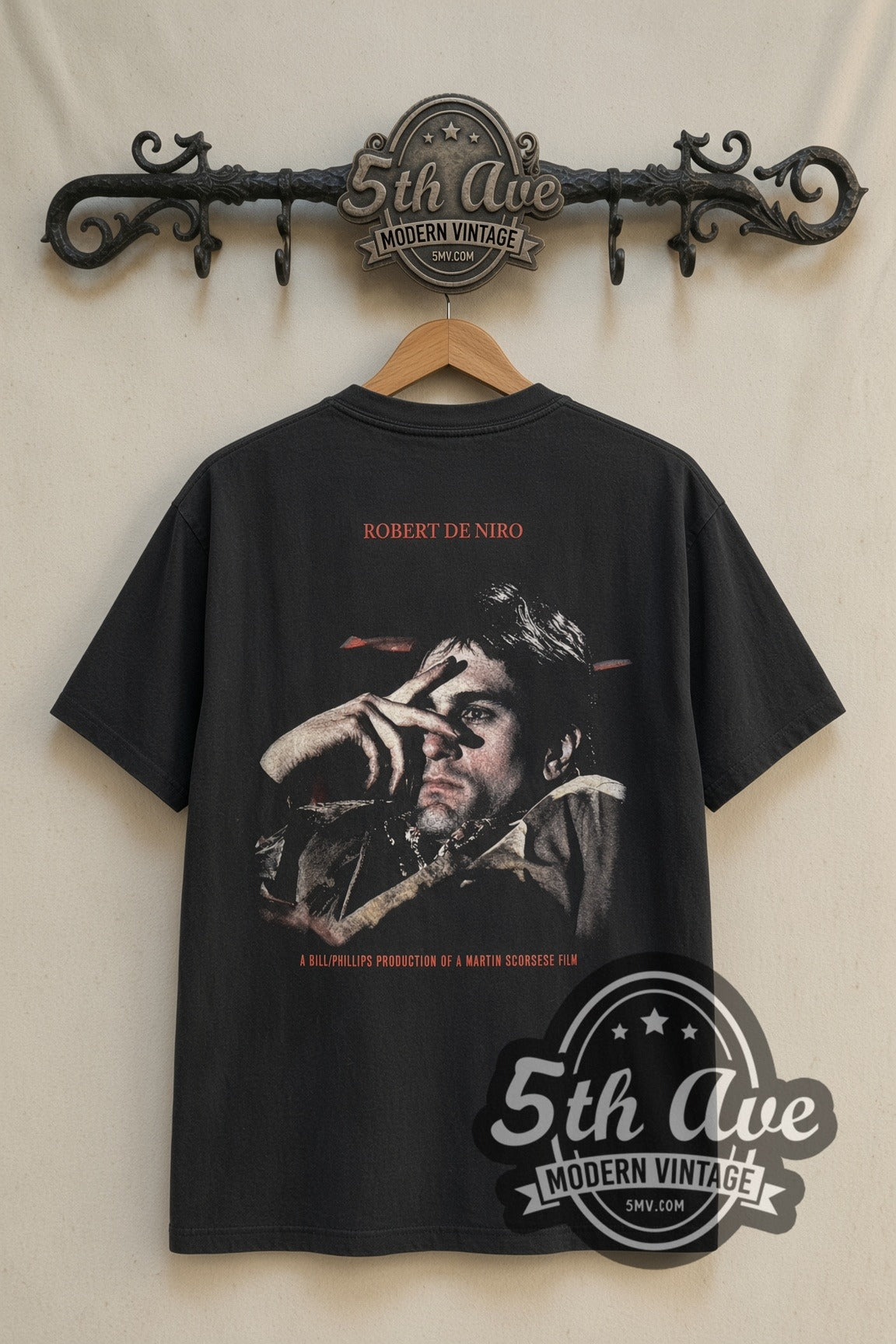 Back print of Taxi Driver Robert De Niro photo tee on the 5MV rack
