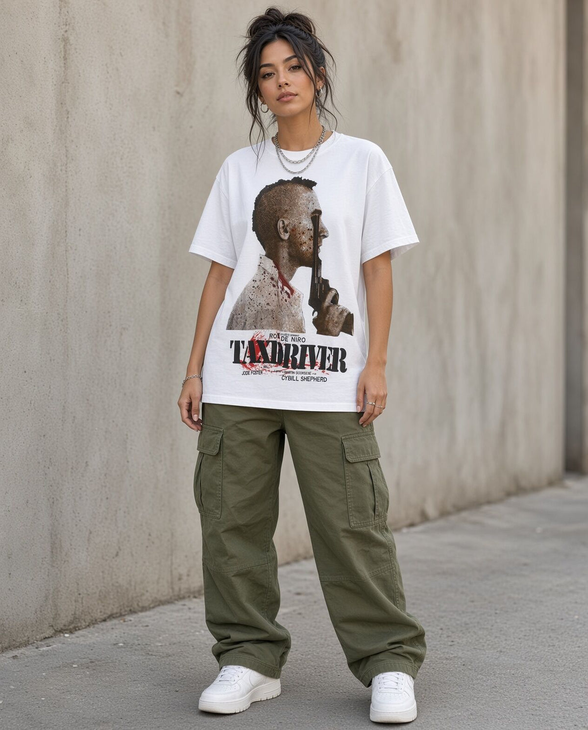 Model wearing Taxi Driver vintage movie t-shirt