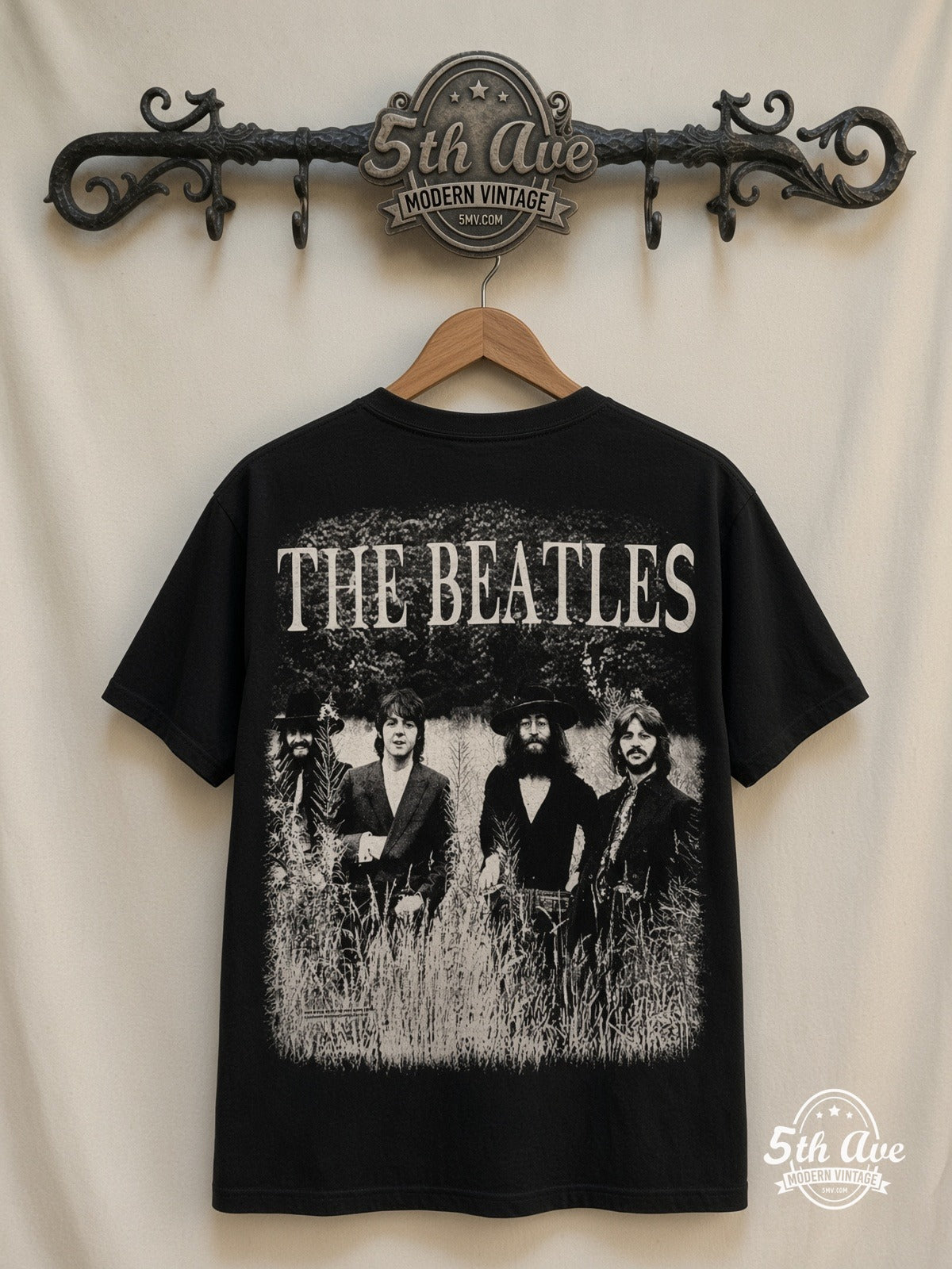 The Beatles Field Photo Lighter all over print vintage tee back on cream 5th Ave rack