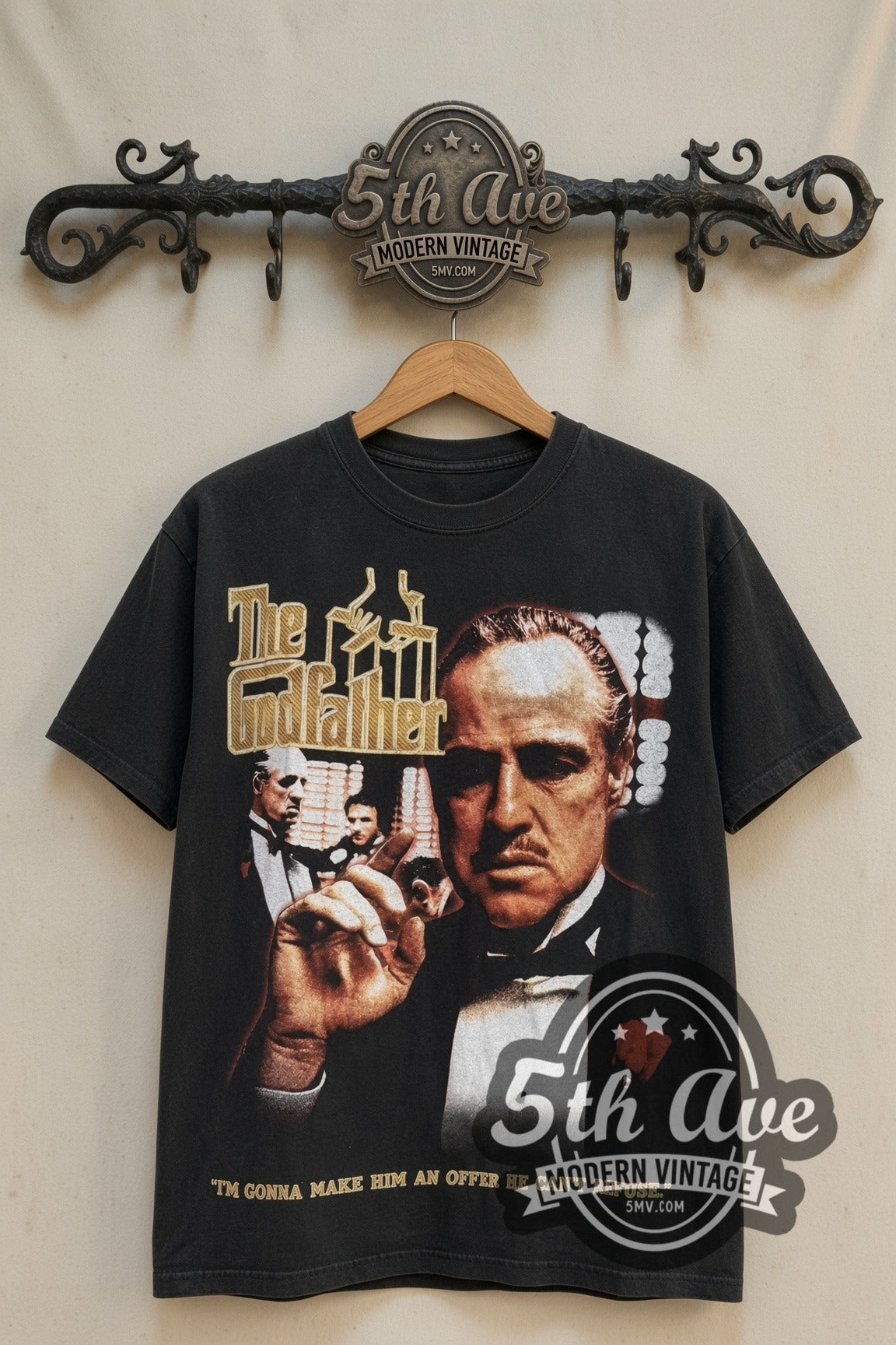 The Godfather Brando offer he can't refuse vintage movie tee front on cream 5th Ave rack