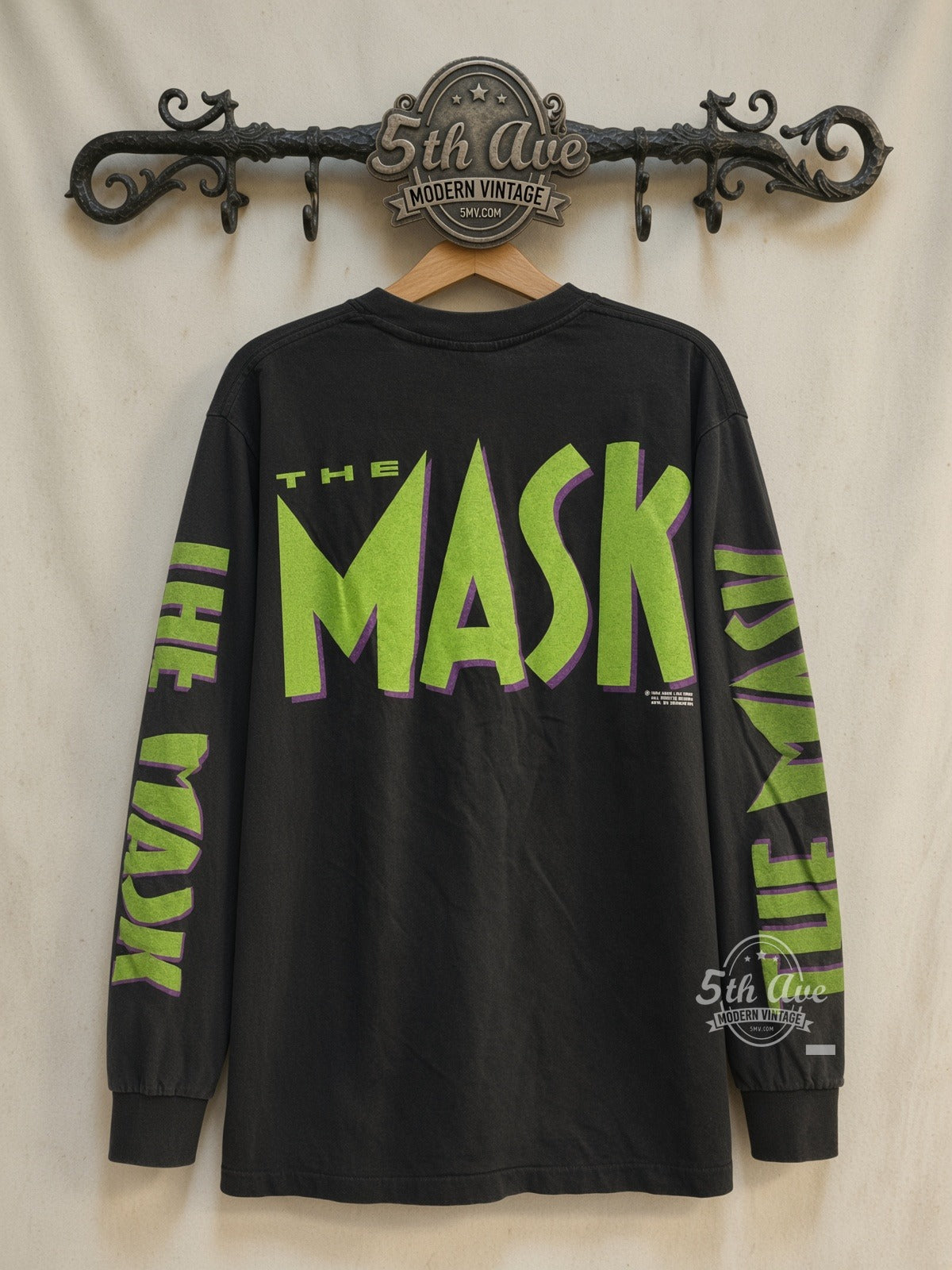 The Mask From Zero to Hero Long Sleeve vintage movie tee back on cream 5th Ave rack