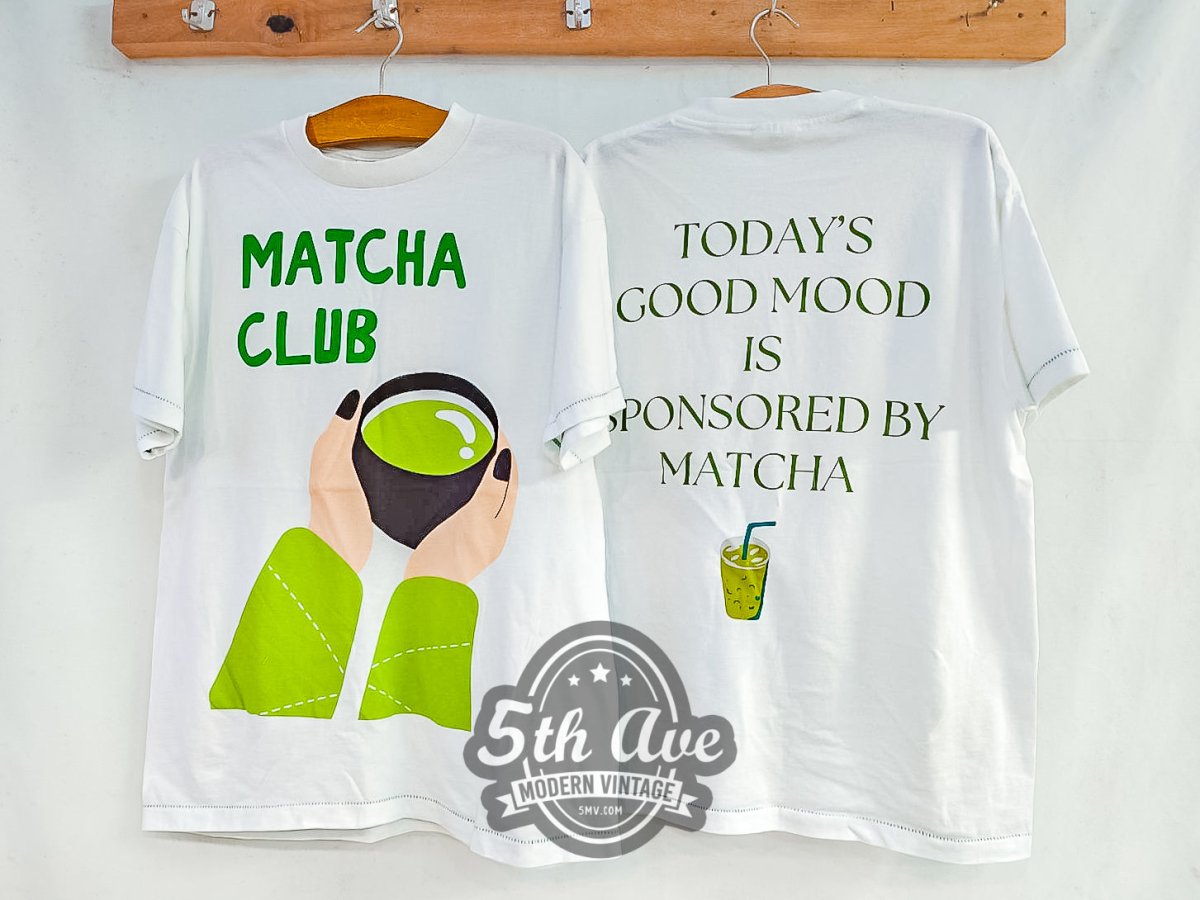 The Matcha Club 'Today's Good Mood Is Sponsored By Matcha' - Vintage Reprint T-Shirt - Vintage Band Shirts