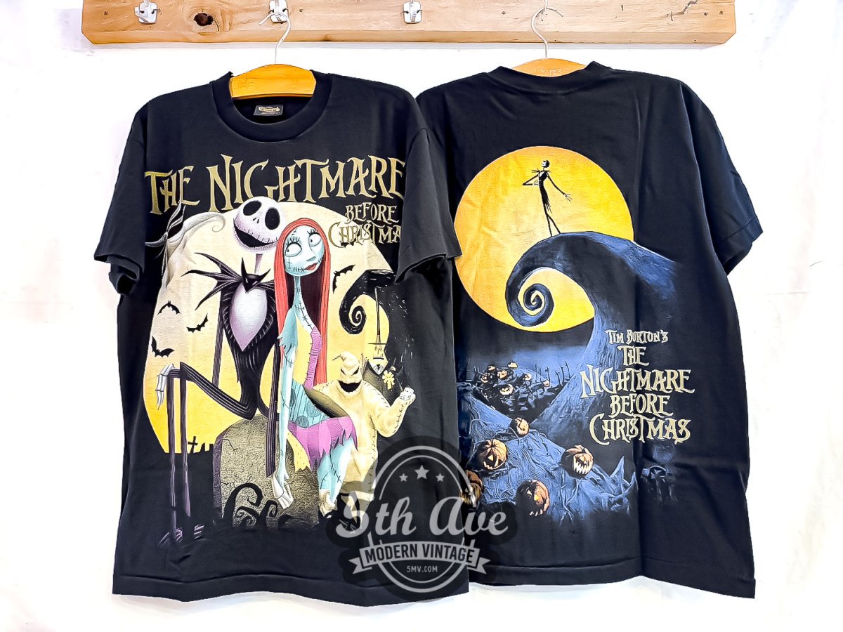 The Nightmare Before Christmas 'Jack and Sally' - AOP Vintage Reprint Animation T-Shirt (Copy) - Vintage Band Shirts