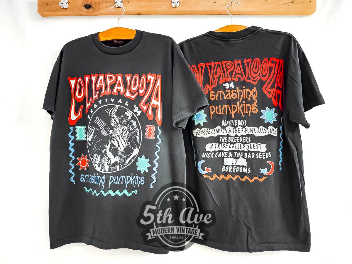 The Smashing Pumpkins 'Lollapalooza Tour 1994' X Beastie Boys | George Clinton & the P - Funk All Stars | The Breeders | A Tribe Called Quest | Nick Cave and the Bad Seeds | L7 | Boredoms - Vintage Reprint Band T-Shirt - Vintage Band Shirts
