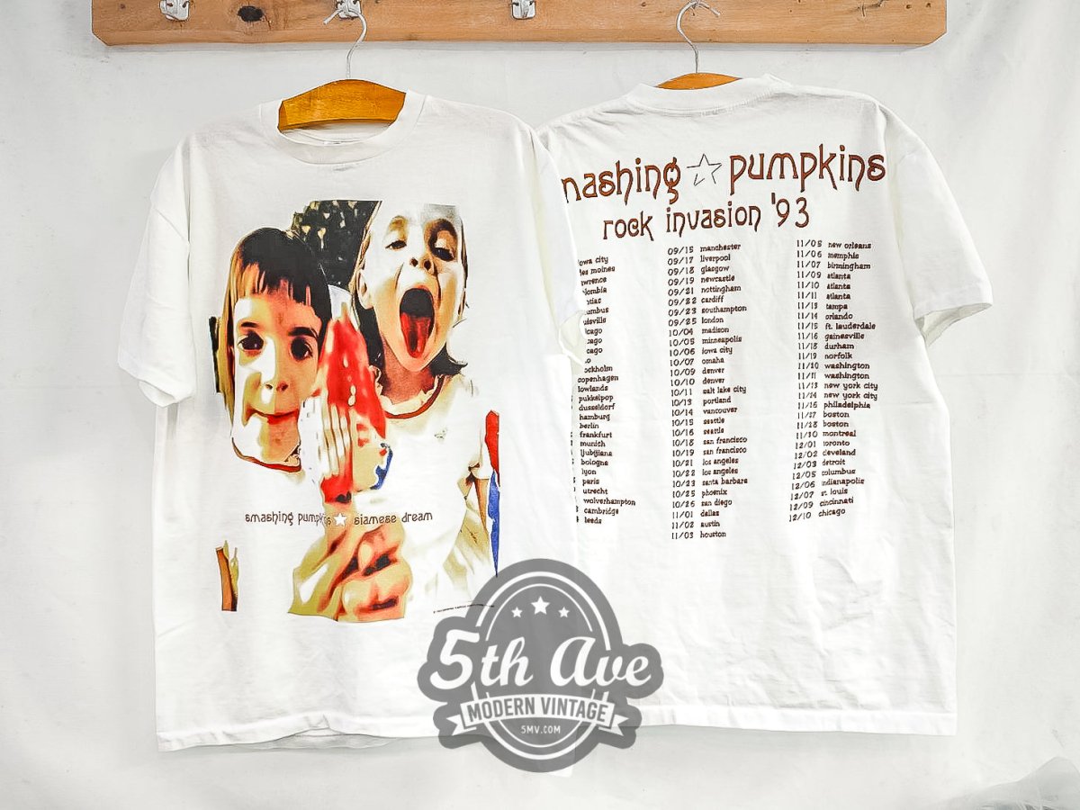 The Smashing Pumpkins 'Siamese Dream' Rock Invasion tour 1993 - Vintage Reprint Band T-Shirt - Vintage Band Shirts