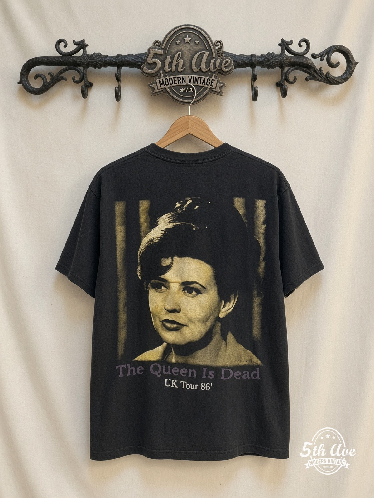 The Smiths The Queen Is Dead UK Tour 86 vintage t-shirt back on rack