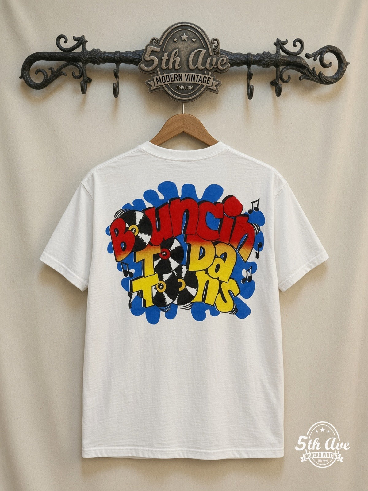 Tiny Toon Adventures Toon Town Crew all over print vintage tee back on cream 5th Ave rack