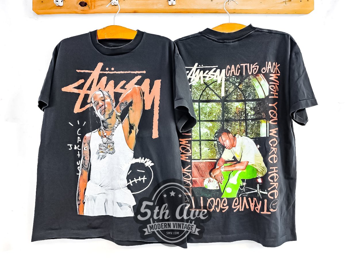 Travis Scott X Stüssy 'Astroworld' Cactus Jack Records - Vintage Reprint Band T-Shirt - Vintage Band Shirts