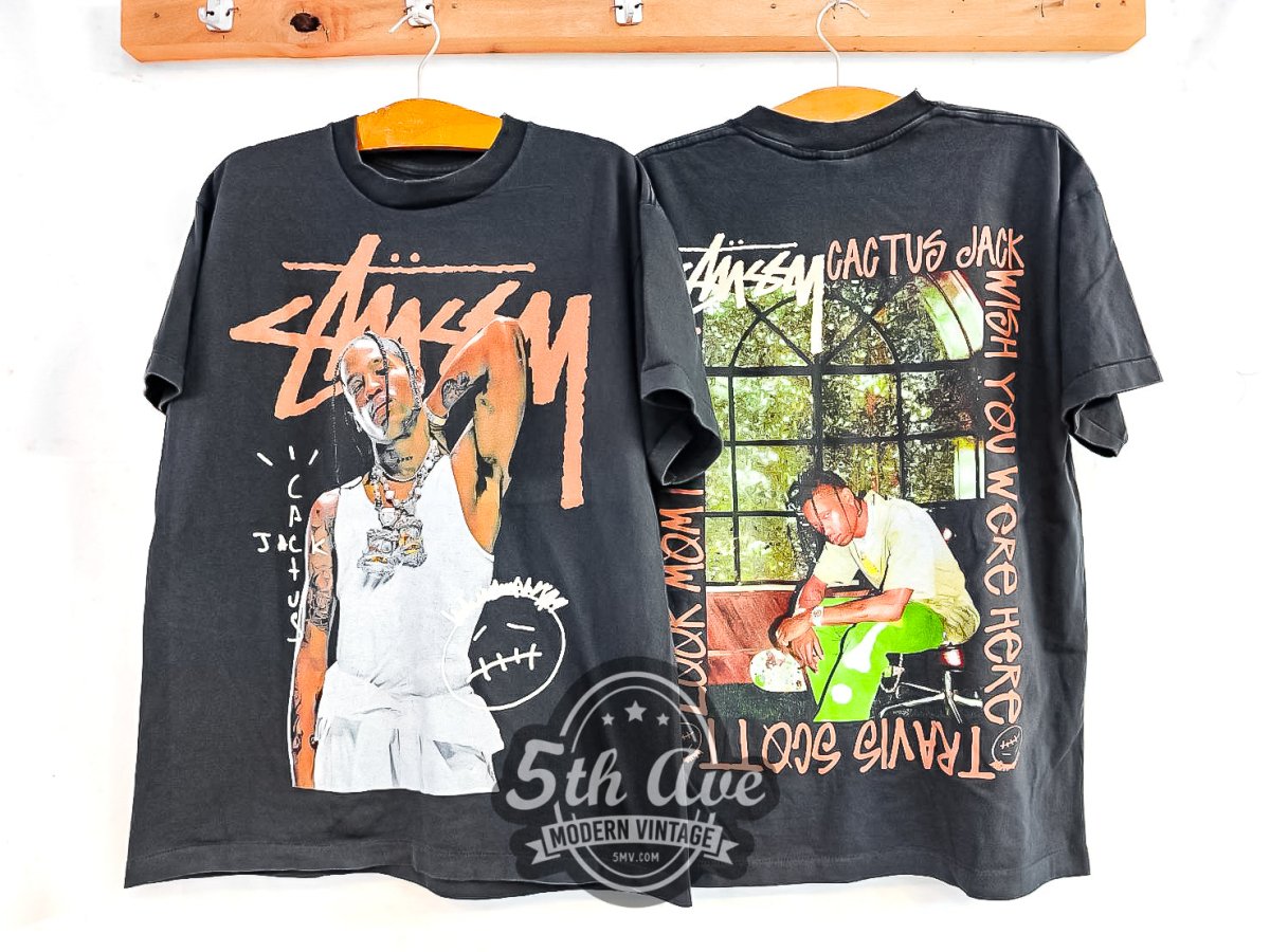 Travis Scott X Stüssy "Astroworld" Cactus Jack Records - Vintage Reprint Band T-Shirt - Vintage Band Shirts